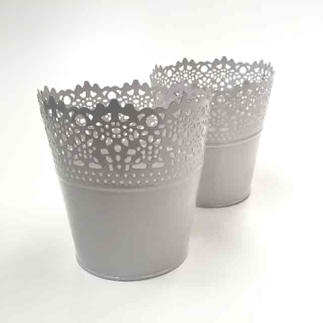 POT, Small Planter Pot - White Metal Lace